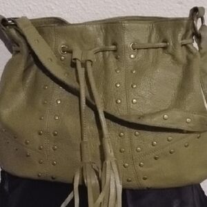 Paradox Olive Studded Shoulder Bag